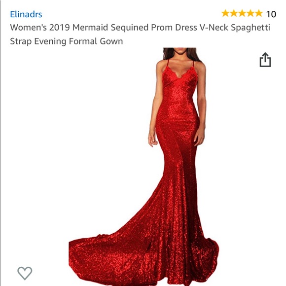 RED SEQUIN PROM DRESS - Picture 1 of 5